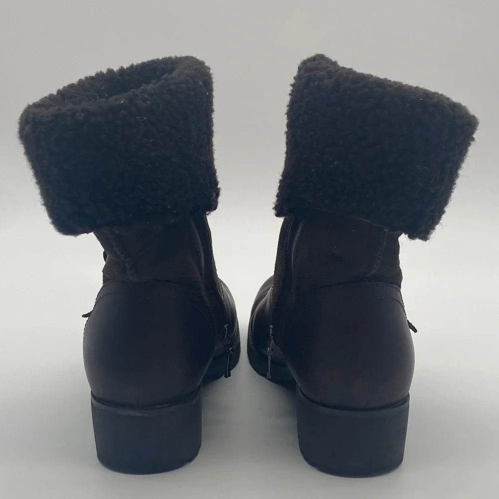 UGG Bellevue Dark Brown Sheepskin Winter Boots with Shearling Cuff